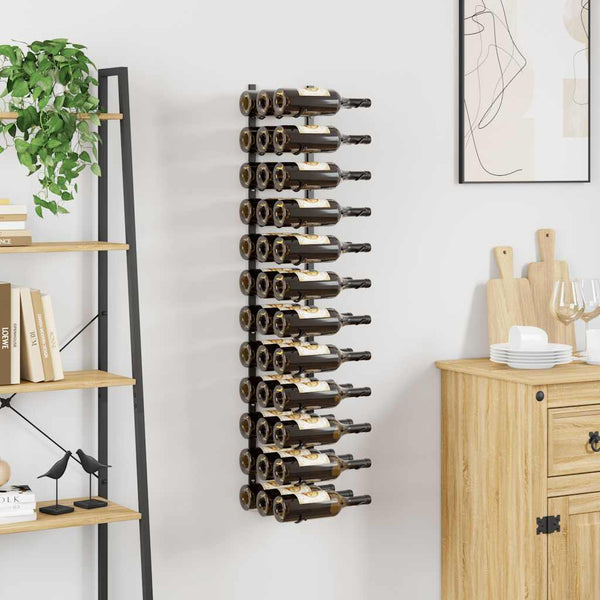 Wand-Weinregal für 36 Flaschen Schwarz Eisen