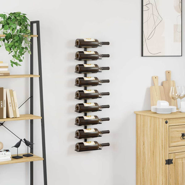 Wand-Weinregal für 9 Flaschen Schwarz Eisen