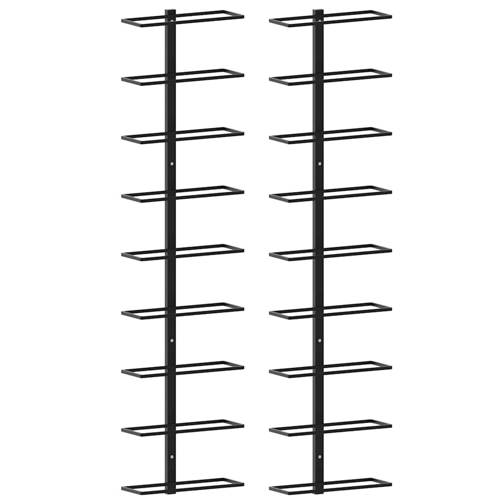 Wand-Weinregale für 18 Flaschen 2 Stk. Schwarz Eisen