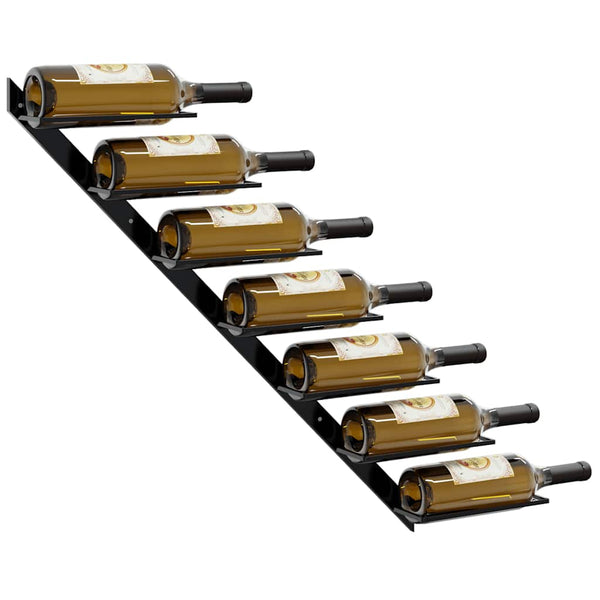 Wand-Weinregal für 7 Flaschen Schwarz Metall