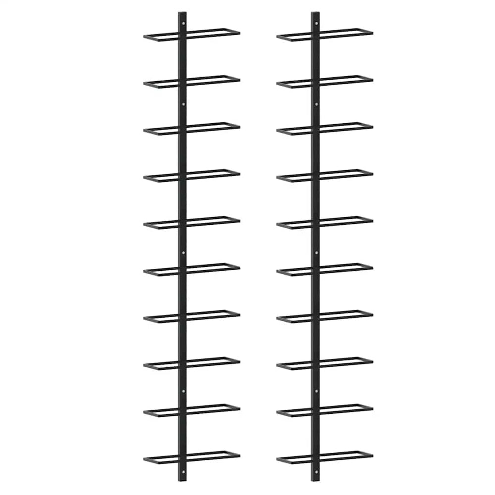 Wand-Weinregale für 20 Flaschen 2 Stk. Schwarz Metall