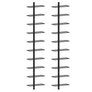Wand-Weinregale für 20 Flaschen 2 Stk. Schwarz Metall