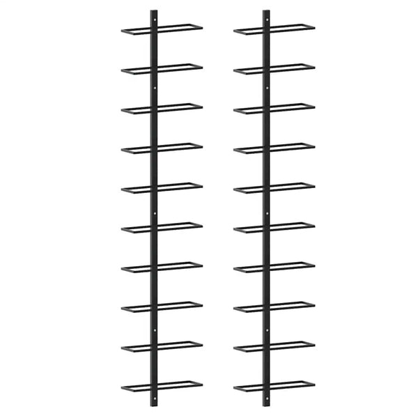 Wand-Weinregale für 20 Flaschen 2 Stk. Schwarz Metall