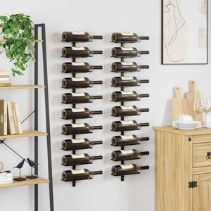 Wand-Weinregale für 20 Flaschen 2 Stk. Schwarz Metall