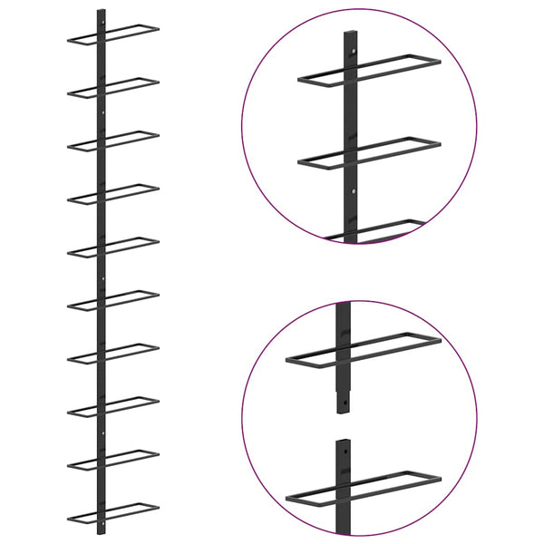 Wand-Weinregale für 20 Flaschen 2 Stk. Schwarz Metall