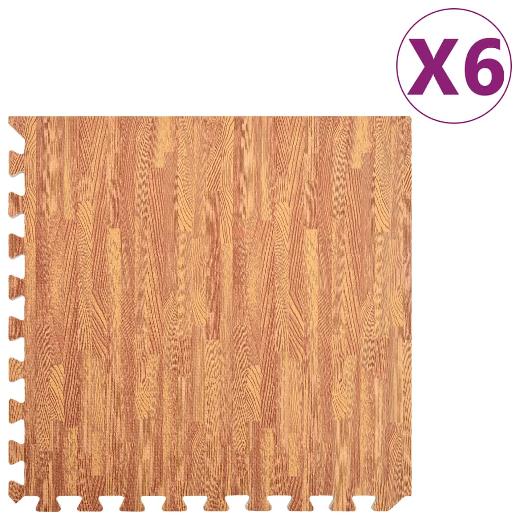 EVA-Schaumstoff-Bodenmatten – Holzmaserung – 6 Stück