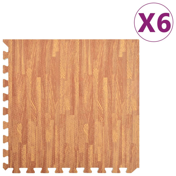 EVA-Schaumstoff-Bodenmatten – Holzmaserung – 6 Stück