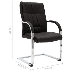 Freischwinger Bürostuhl Schwarz Kunstleder