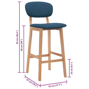 Barhocker 2 Stk. Blau Stoff
