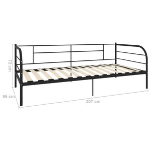Tagesbett-Rahmen Schwarz Metall 90×200 cm