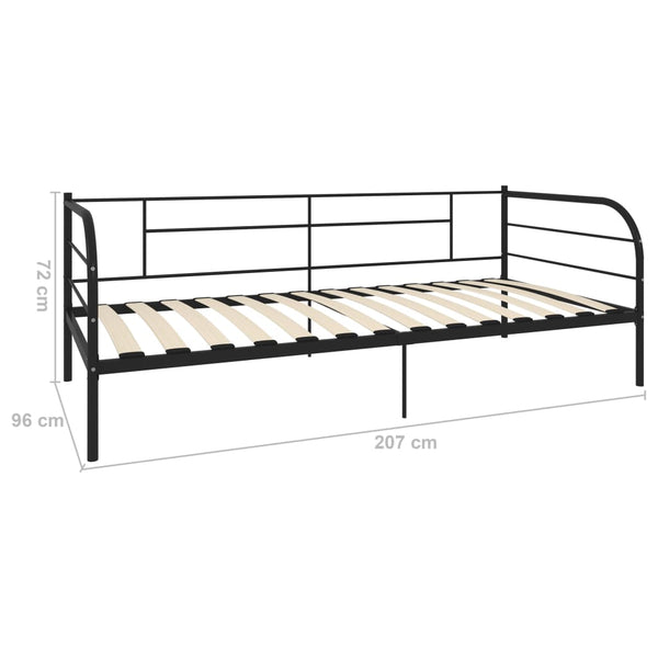 Tagesbett-Rahmen Schwarz Metall 90×200 cm