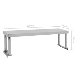 Küchen-Arbeitstisch mit Aufsatzboard 120×60×120 cm Edelstahl