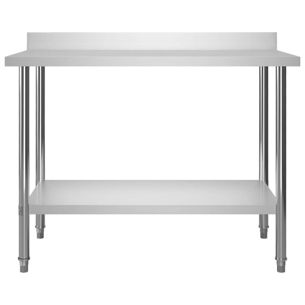Küchen-Arbeitstisch mit Aufsatzboard 120×60×120 cm Edelstahl
