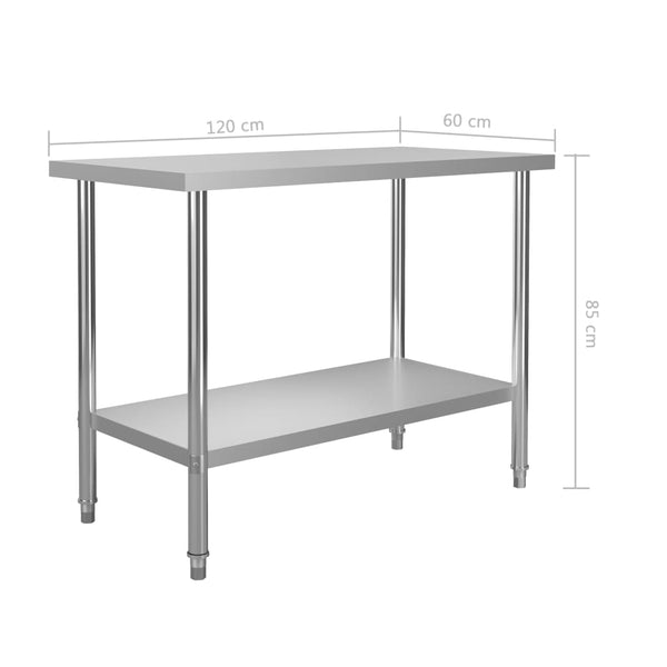Küchen-Arbeitstisch mit Aufsatzboard 120×60×150 cm Edelstahl