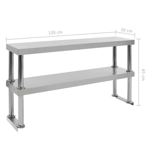 Küchen-Arbeitstisch mit Aufsatzboard 120×60×150 cm Edelstahl
