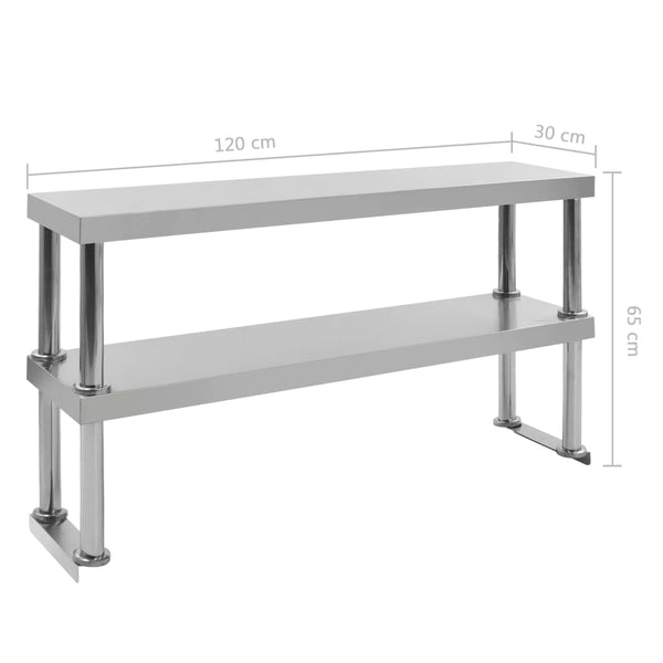 Küchen-Arbeitstisch mit Aufsatzboard 120×60×150 cm Edelstahl