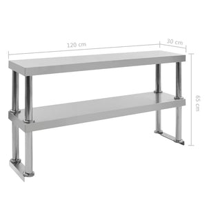 Küchen-Arbeitstisch mit Aufsatzboard 120×60×93 cm Edelstahl