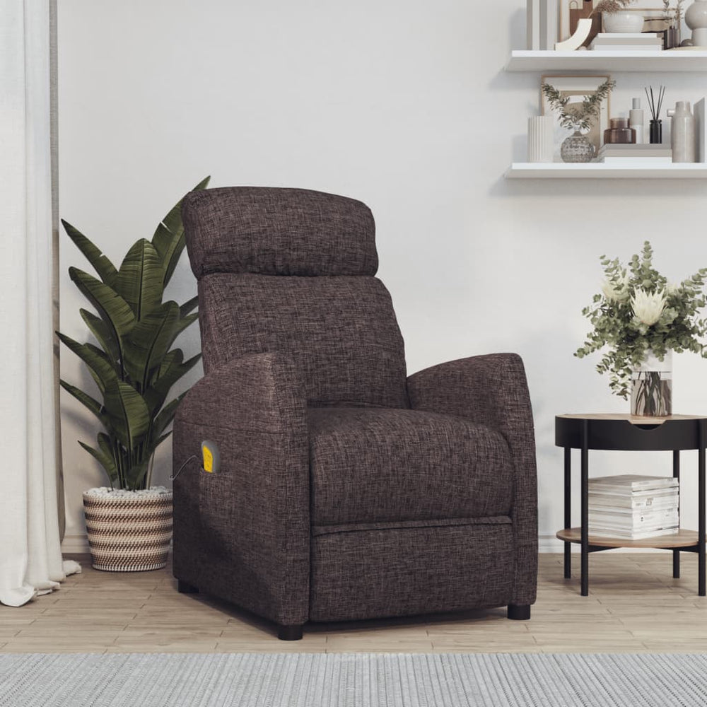 Massagesessel Dunkelbraun Stoff
