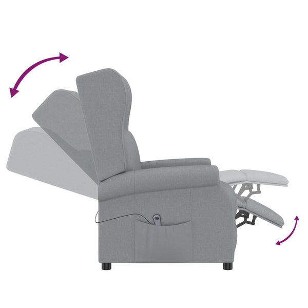 vidaXL Recliner Light Grey Fabric