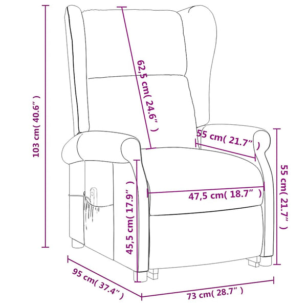 vidaXL Recliner Black Fabric