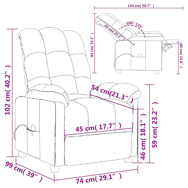Massagesessel Dunkelbraun Stoff