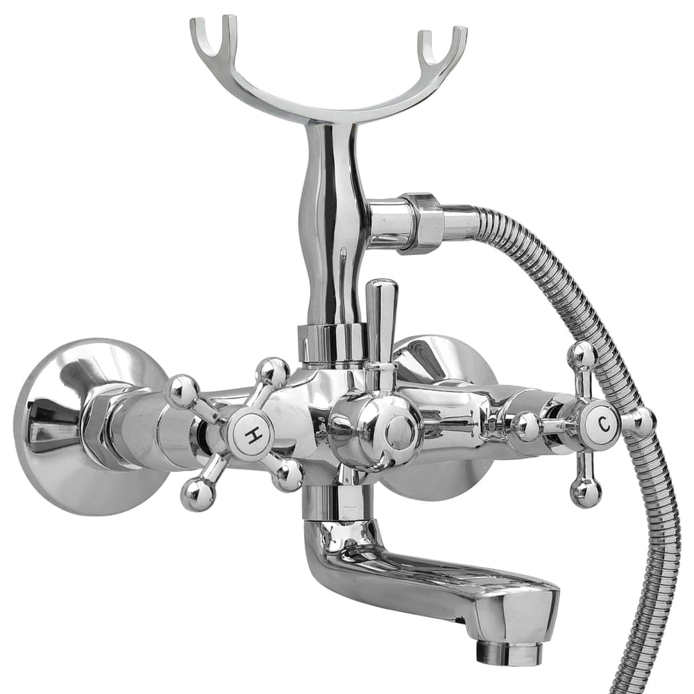 vidaXL 2-Handle Bathtub Faucet and Hand Shower Chrome