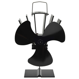 Wärmebetriebener Ofenventilator, 3 Blätter, Schwarz