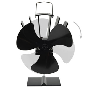 Wärmebetriebener Ofenventilator, 3 Blätter, Schwarz