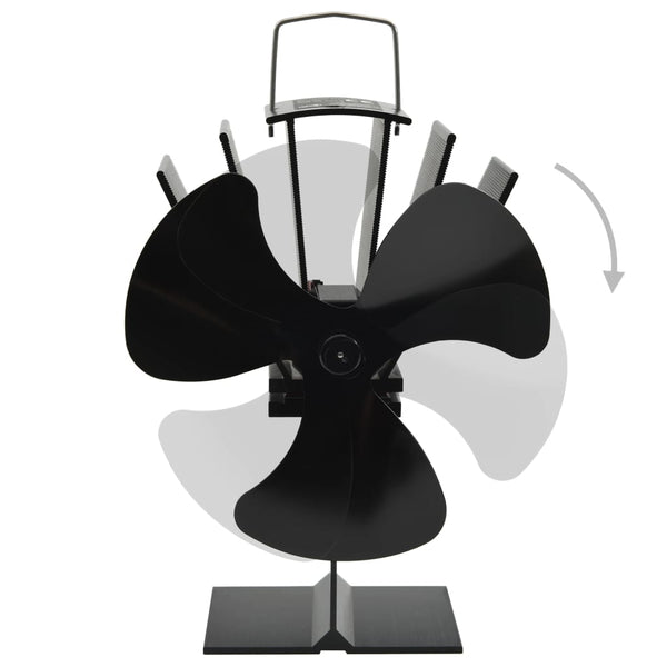 Wärmebetriebener Ofenventilator, 3 Blätter, Schwarz