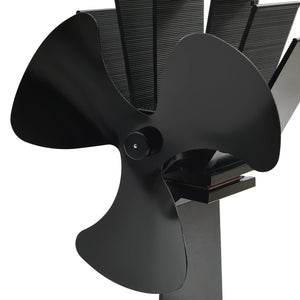 Wärmebetriebener Ofenventilator, 3 Blätter, Schwarz