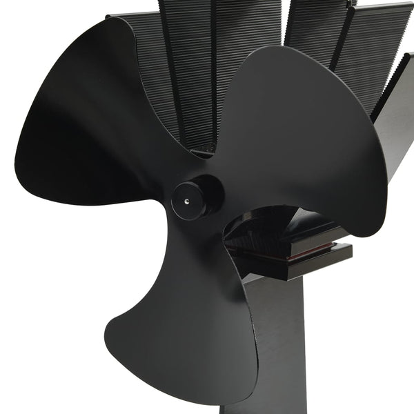 Wärmebetriebener Ofenventilator, 3 Blätter, Schwarz