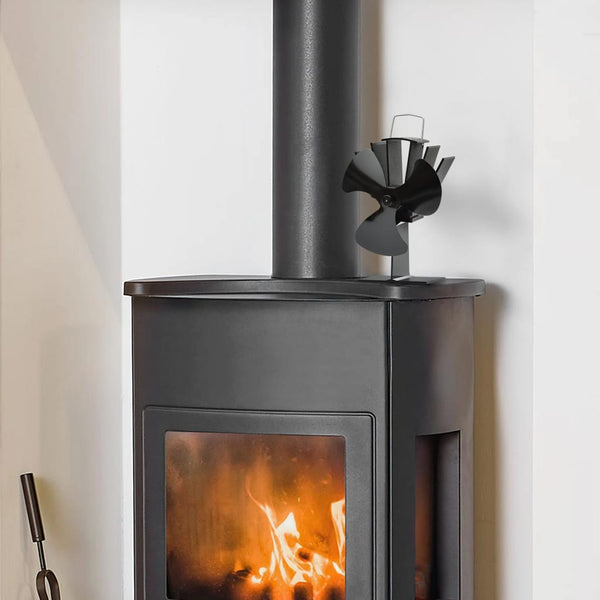 Wärmebetriebener Ofenventilator, 3 Blätter, Schwarz
