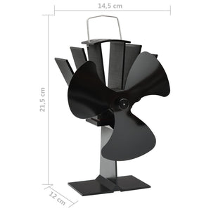 Wärmebetriebener Ofenventilator, 3 Blätter, Schwarz