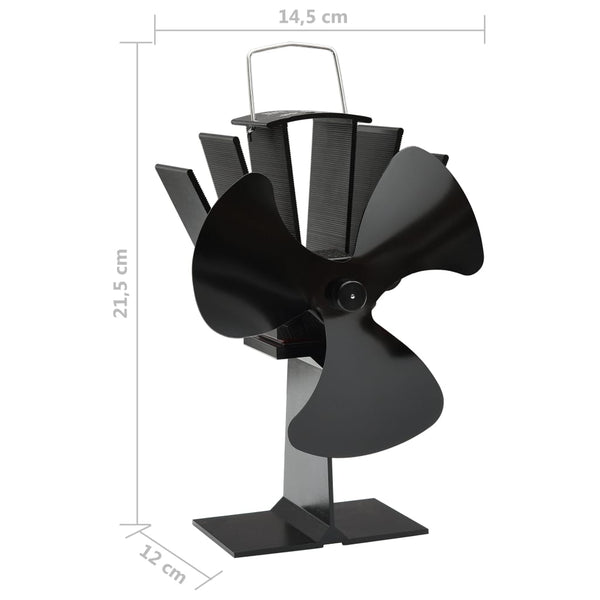 Wärmebetriebener Ofenventilator, 3 Blätter, Schwarz