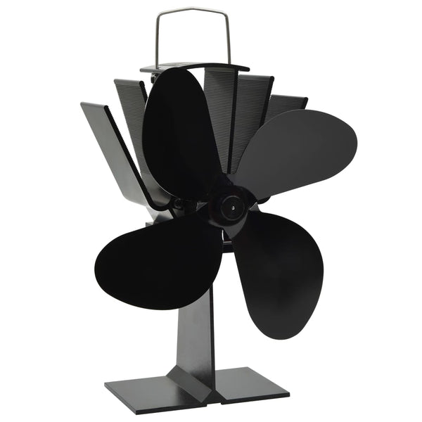 Wärmebetriebener Ofenventilator, 4 Blätter, Schwarz