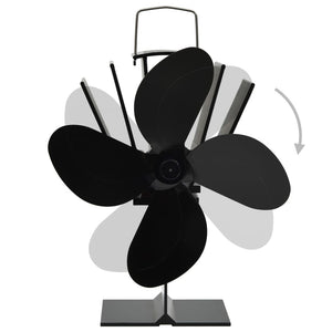 Wärmebetriebener Ofenventilator, 4 Blätter, Schwarz