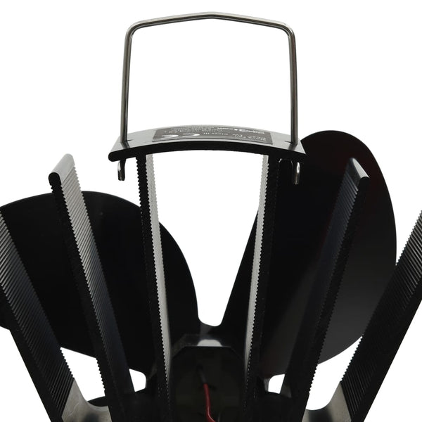 Wärmebetriebener Ofenventilator, 4 Blätter, Schwarz