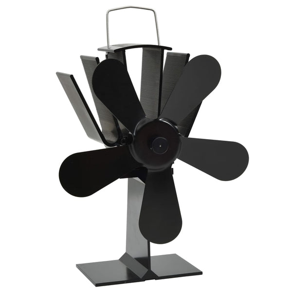 Wärmebetriebener Ofenventilator 5-Blatt Schwarz