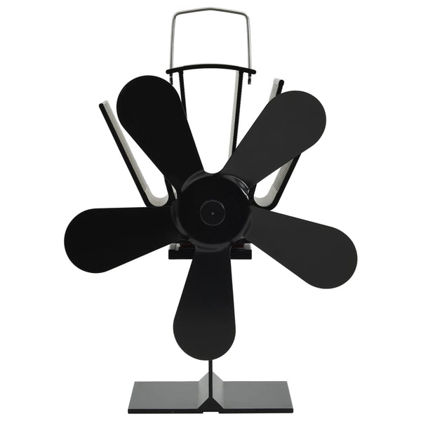 Wärmebetriebener Ofenventilator 5-Blatt Schwarz