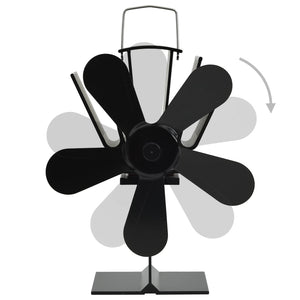 Wärmebetriebener Ofenventilator 5-Blatt Schwarz