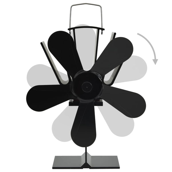 Wärmebetriebener Ofenventilator 5-Blatt Schwarz