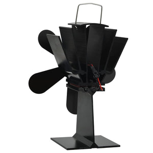 Wärmebetriebener Ofenventilator 5-Blatt Schwarz