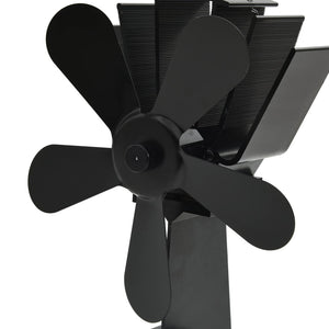 Wärmebetriebener Ofenventilator 5-Blatt Schwarz