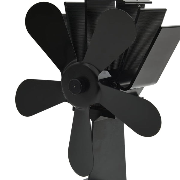 Wärmebetriebener Ofenventilator 5-Blatt Schwarz