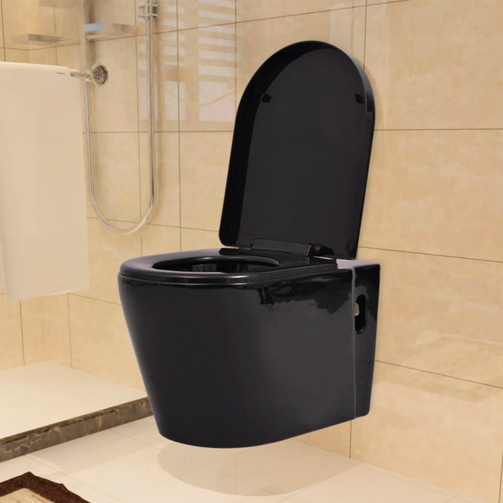Hänge-Toilette mit Unterputzspülkasten Keramik Schwarz