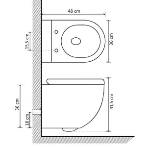 Hänge-Toilette mit Unterputzspülkasten Keramik Schwarz