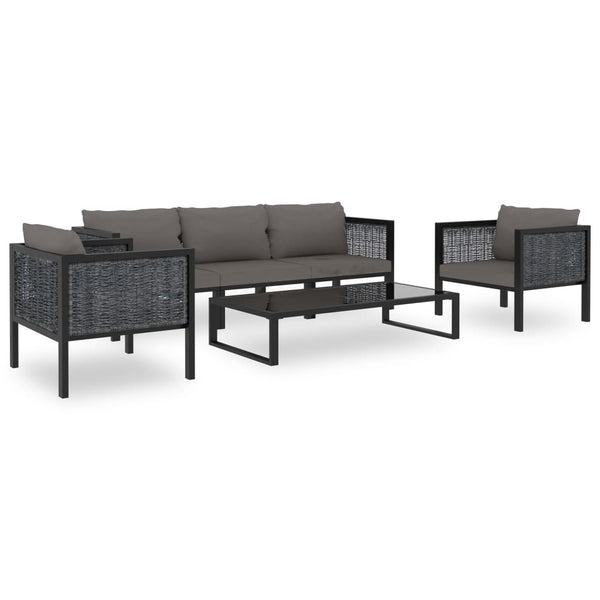 Sofa-Eckelement mit Rechter Armlehne Poly Rattan Anthrazit