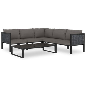 Sofa-Eckelement mit Rechter Armlehne Poly Rattan Anthrazit