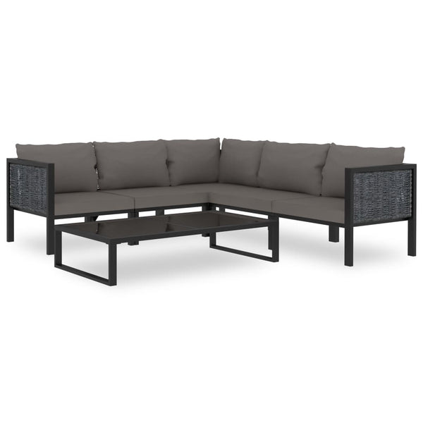 Sofa-Eckelement mit Rechter Armlehne Poly Rattan Anthrazit