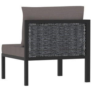 Sofa-Eckelement mit Rechter Armlehne Poly Rattan Anthrazit